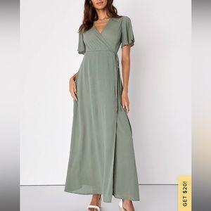 LuLus green wrap dress size small